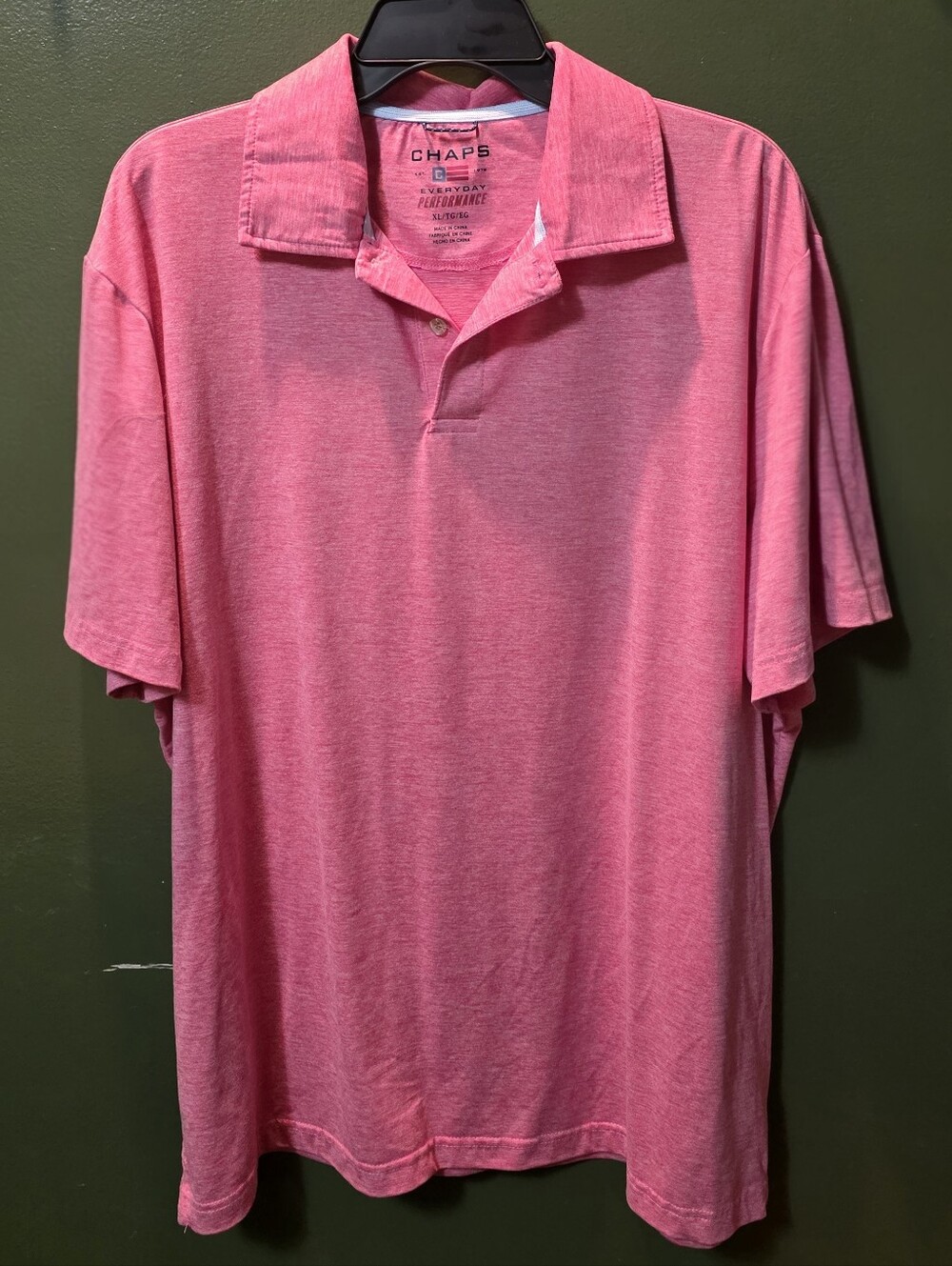 Men's XL Chaps Performance Polo Short Sleeve Shirt - Pink